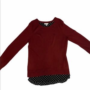 Ladies maroon, black and white sweater size med